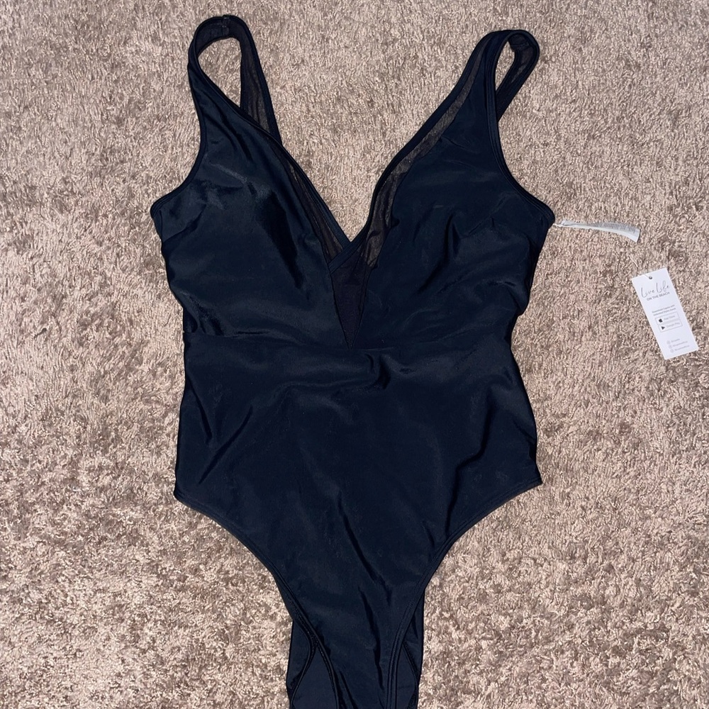 V-Neck Mesh Swimsuit